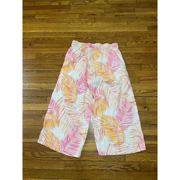 Tahari Linen Capri Pants Women's Size XL Pull On Stretch Colorful Tropical - Picture 3 of 3